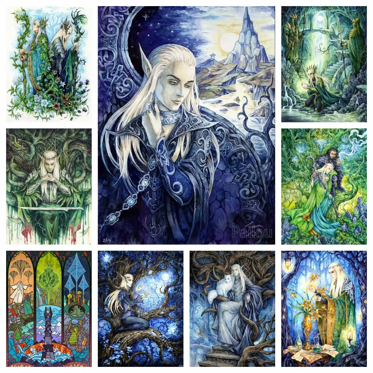 Алмазная живопись с кольцом Лорд Фэнтези 5D пейзаж деревом и цветами мозаика для