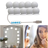 usb led makeup mirror wall lamp five color temperature 10bulbs kit for dressing table dimmable vanity lights cosmetic fill light