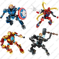 superheroe avengers combat iron man thor mech armor robot figures building blocks kits bricks classic movie model kids toys gift