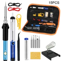 15pcsset 60w electric soldering iron kit 110v220v internal heating adjustable temperature welding iron electronic repair tools