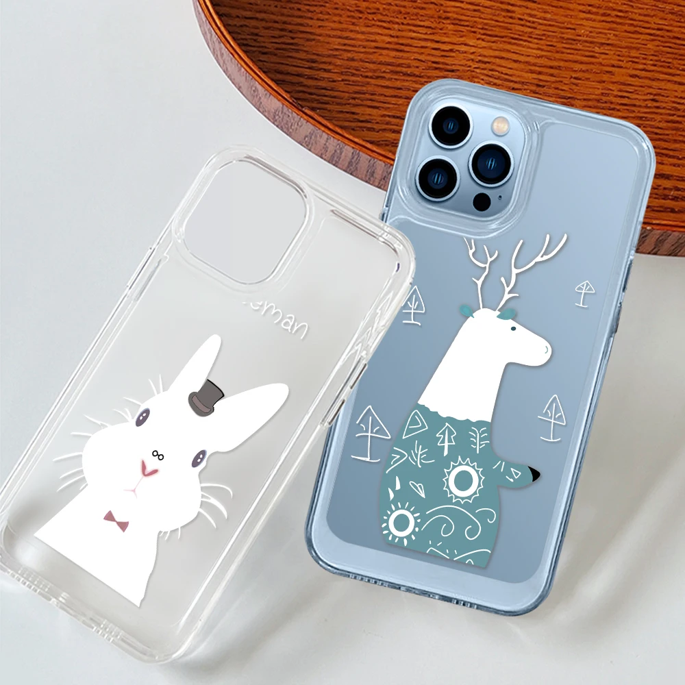 

Cute Animals Clear Phone Case for iPhone 14 13 12 11 Pro Max Mini XS XR X Protection Shell Back Cover for iPhone14ProMax Fundas
