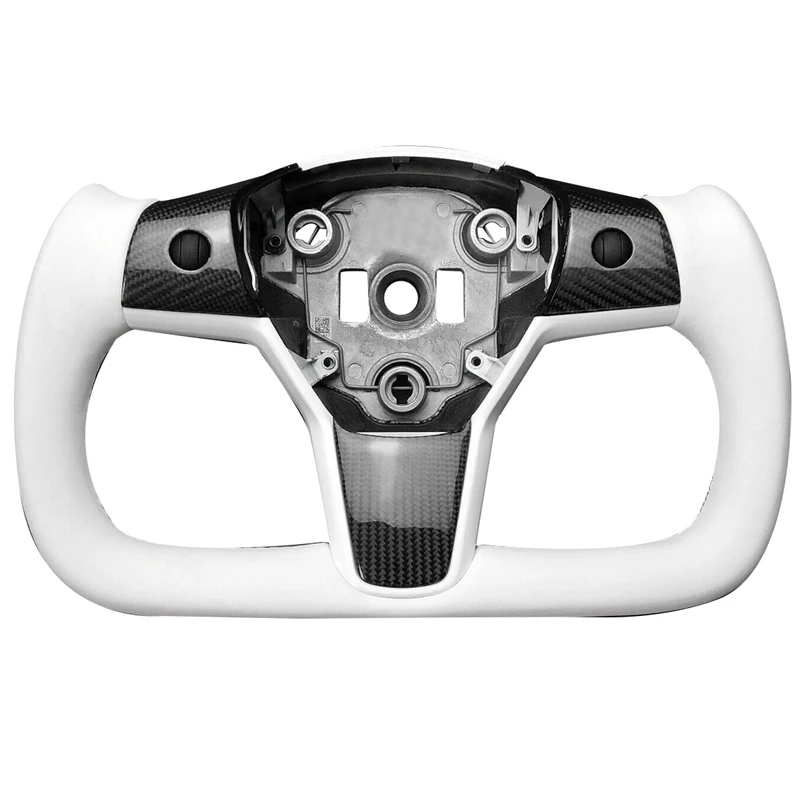 

Yoke Style Steering Wheel With Carbon Fiber Panel And Button For Tesla Model 3 / Y 2017-2022