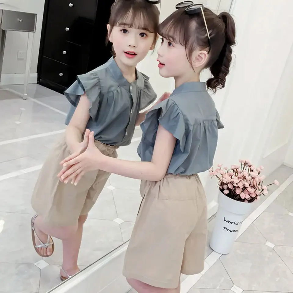 

Cute Girls Outfits Summer Causal Girl Clothing Set 2 Colors Short Sleeve And Short Pant Suit For 3 4 6 8 10 12Yrs Teenage Girls