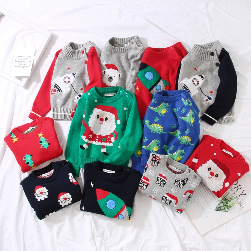 

Autumn Baby Girls Boys Sweaters Coat Kids Knitting Pullovers Tops Baby Boys Girls Cartoon Long Sleeve Sweaters Christmas Sweater