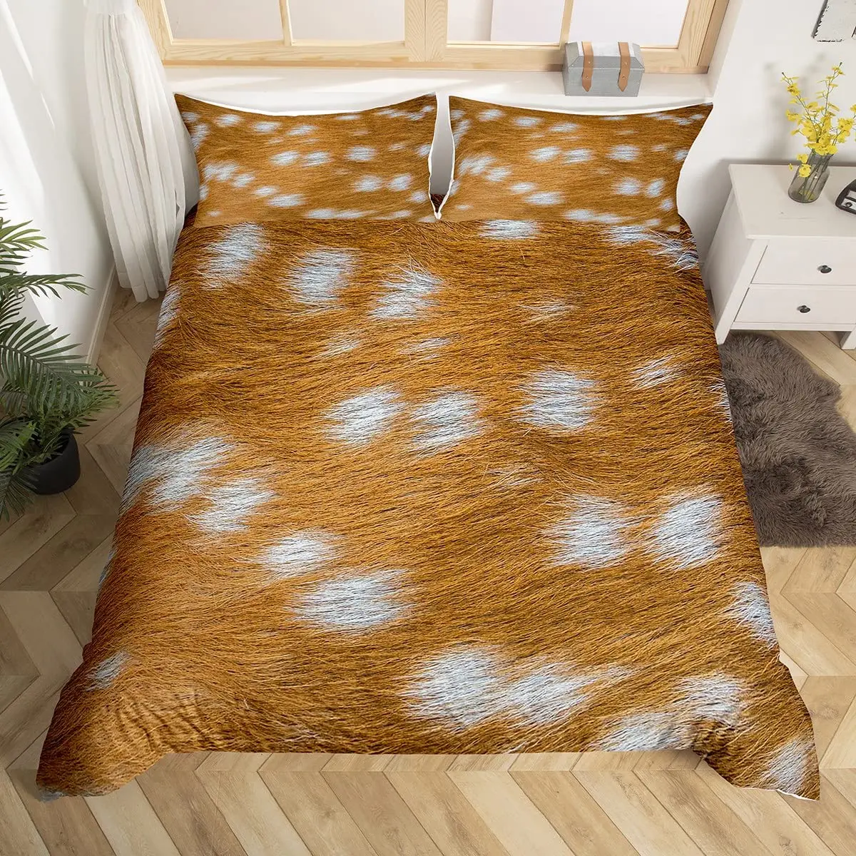 Comforter Cover with Pillowcase King Queen Size Bedding Set Animal Fur Pattern Duvet Cover Set Tiger Lion Cow Leopard Polyester