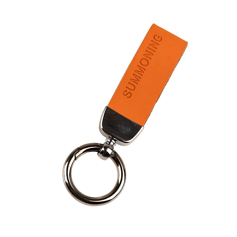 

Nubuck Leather Metal Keychain High-Grade Simple Car Keychain Engraved Leather Keychain Can Be Determined Make a Logo