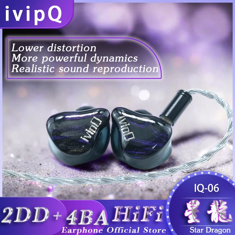 Фото IvipQ Звездный дракон флагманский IEMS 2DD + 4BA Гибридный Драйвер HIFI аудиофил наушники смешанные с 4,4 мм 2PIN наушники кабель обновления №5