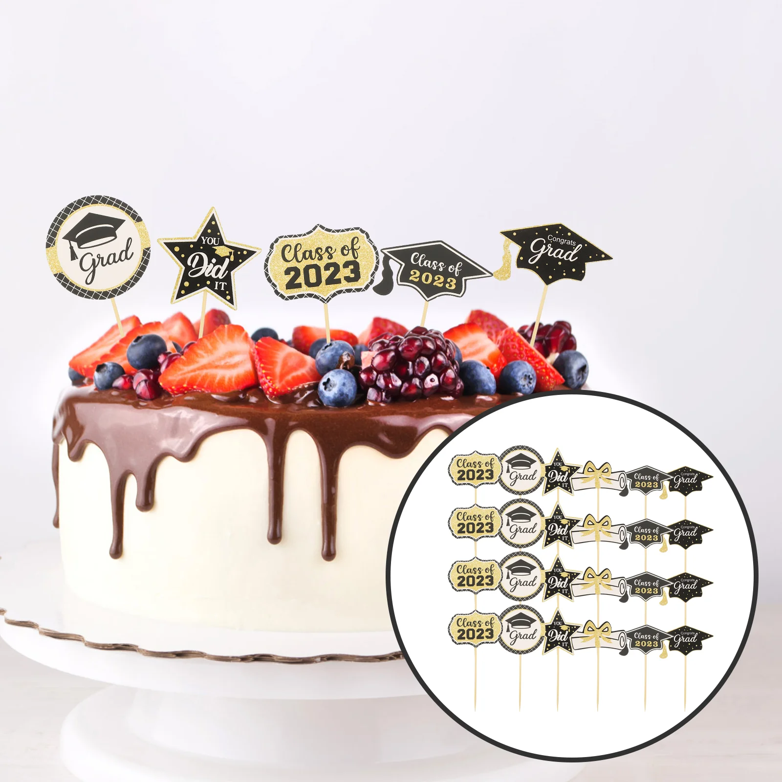 

24 Pcs Graduation Cake Decor 2023 Cupcake Topper 2023 Graduation Party Supply Decorations Graduation Season Cake Insert