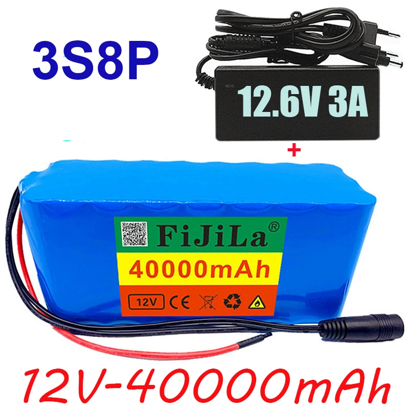 

3s8p 18650 Battery pack Large capacity 12v 40Ah 18650 lithium battery protection board 12v 40000mAh for inverter miner light+BMS