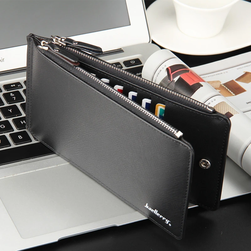 

Men Wallet Credit Card Holder Leather ID Card Case Bank Wallet Large Capacity Clutch Phone Bag Hasp Card Purse