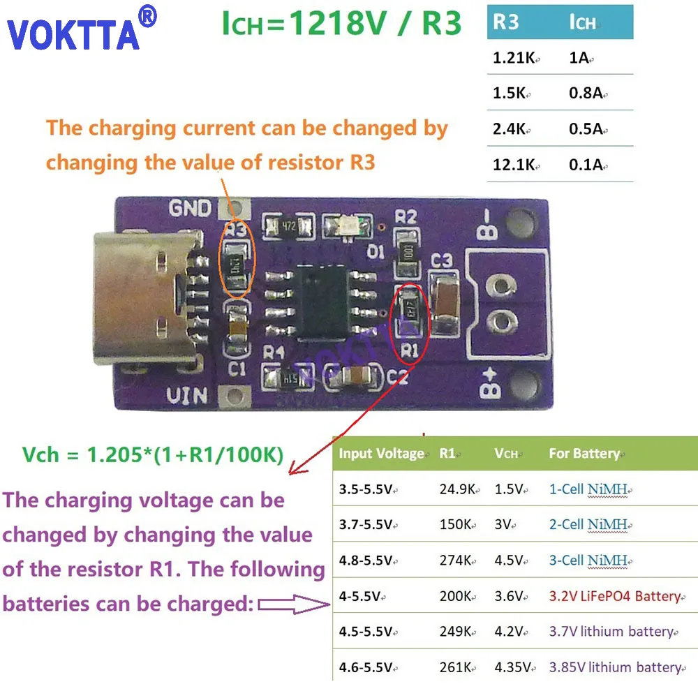 

Type-C 1S 2S 3S 1.5V 3V 4.5V Nickel Hydrogen Battery Charger Module Charging Board with Dual Protection Functions