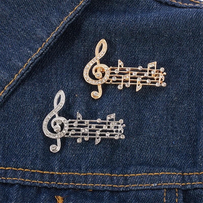 Хрустальная брошь в виде музыкальной ноты шармы для свитера Броши Стразы форме