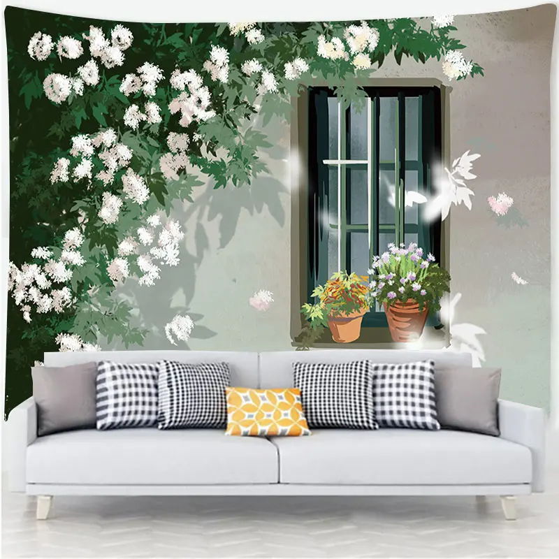 Ландшафтный двор гобелен для стен искусство домашний дом Спальня Декор 2024