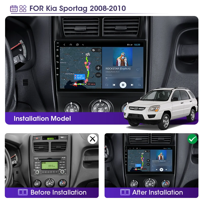 jmcq 2din android 10 4gwifi car radio multimedia video player for kia sportage 2 2008 2010 navigation gps head unit 2 din free global shipping