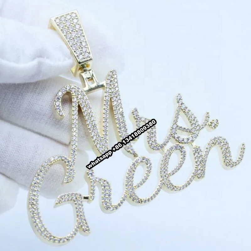 JEWE Custom Initial Letter Iced Out Pendant Jewelry Pass Diamond Tester VVS Moissanite Necklace Chain For Women