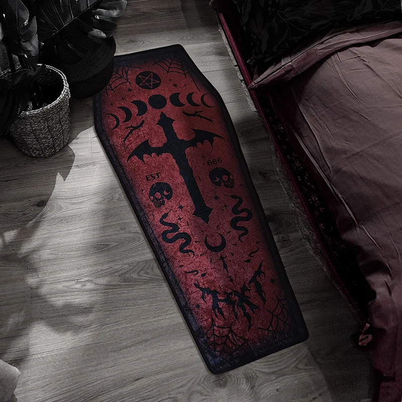 

Bloody Mary carpet dark Gothic coffin floor mat five-star vampire witch style decoration door mat entrance bedroom decoration