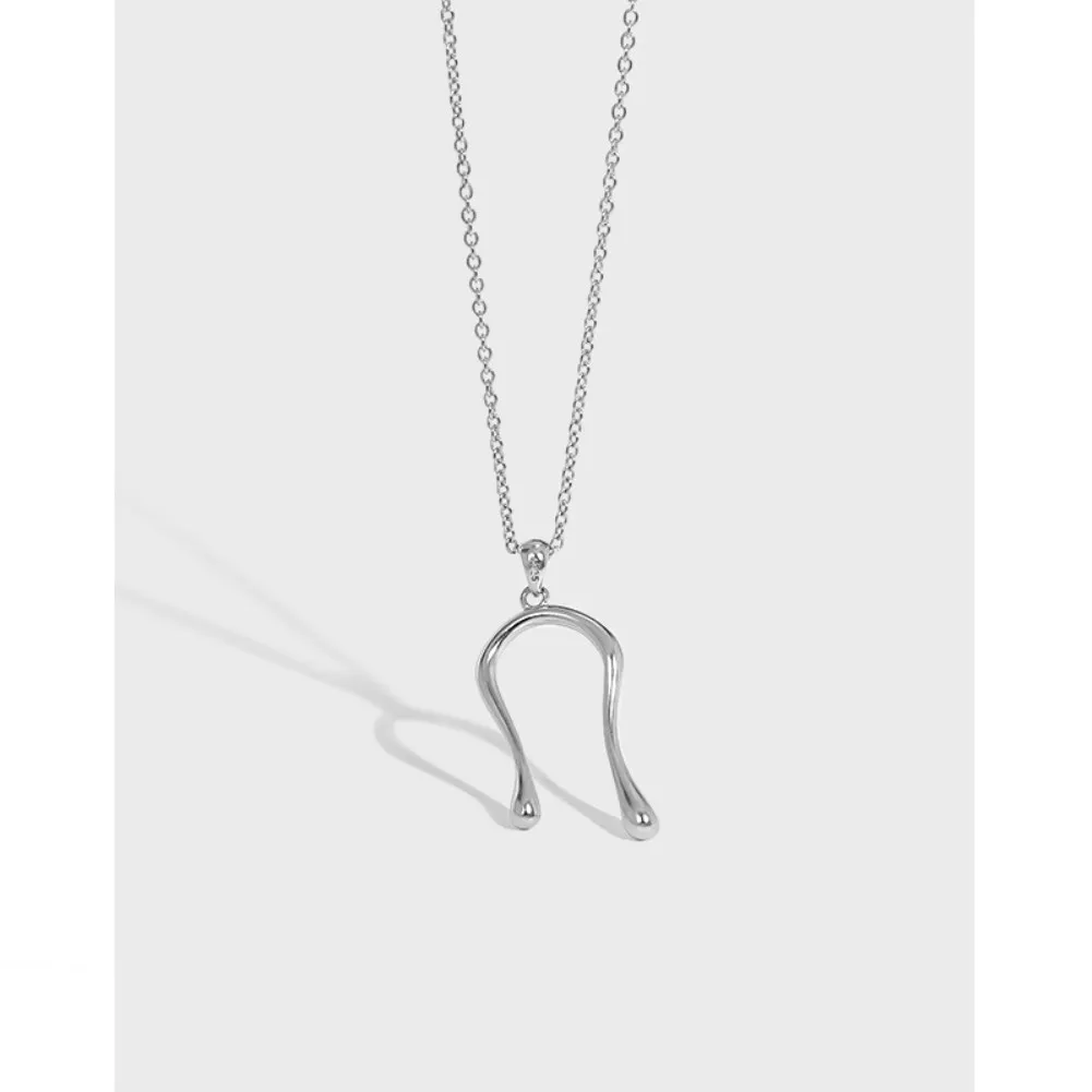 

008 Korean Version Ins Original Niche Design Sense Cold Wind Minimalist Versatile U-shape Texture S925 Sterling Silver Necklace