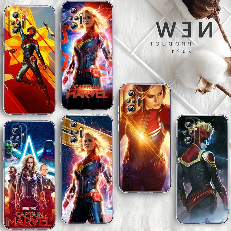

Marvel Cool Captain Marvel For Xiaomi Poco X3 Redmi Note 11S 11 11T 10 10S 9 9T 9S 8 8T Pro 5G 7 5 4X Transparent Phone Case