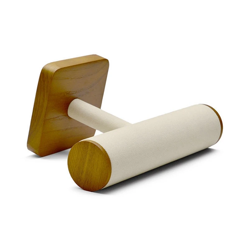 Wooden Watch Display Stand T Shape Jewelry Organizer Stand Microfiber Necklace Storage Holder