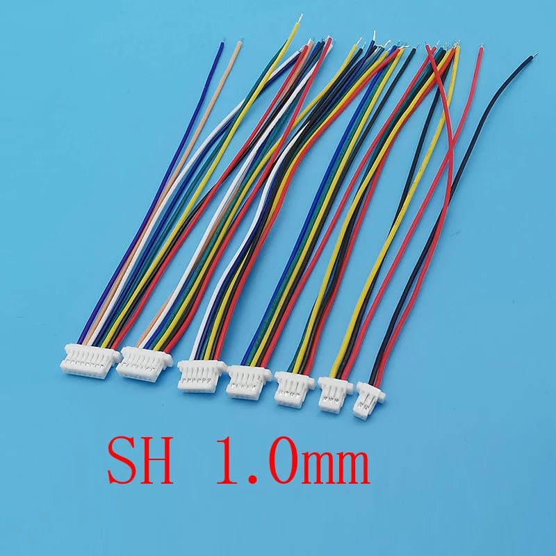 10Pcs/lot JST SH 1.0mm Pitch Single Female Connector SH 1mm 2 3 4 5 6 7 8 Pin Plugs Terminal 10CM 28AWG Electronic Wires Cable