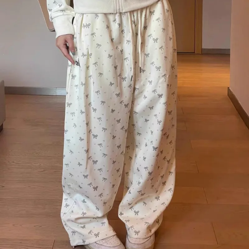 Deeptown Y2k Брюки большого размера с бантом в американском стиле Повседневные