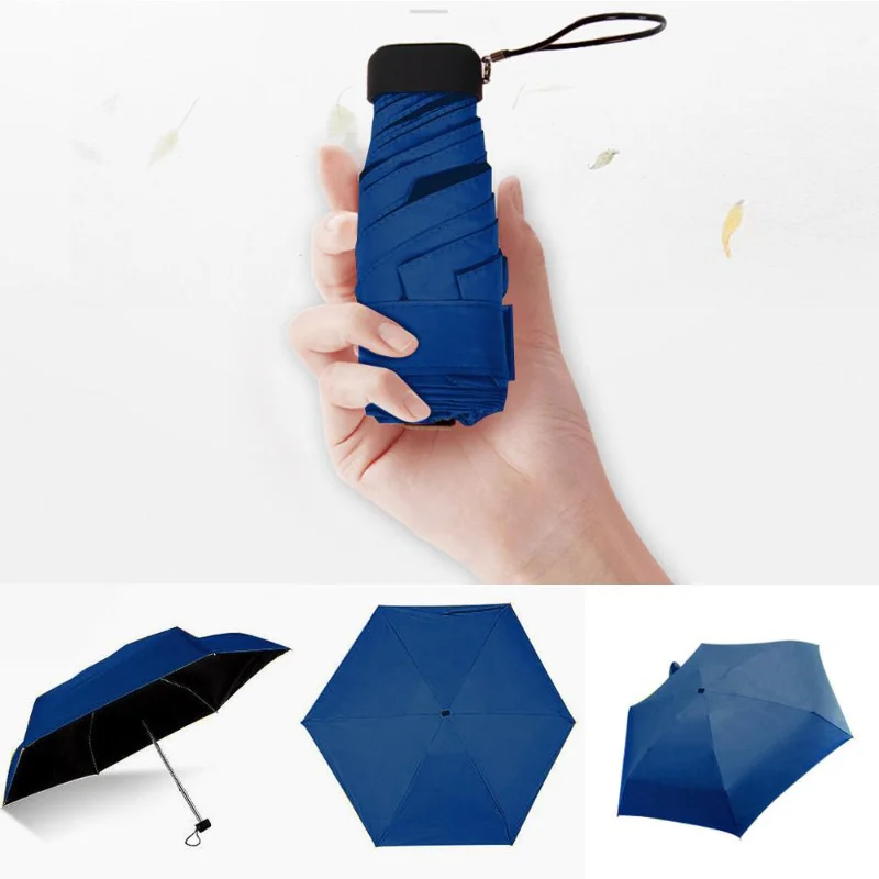 Pocket Rain Umbrella Sun Rain Women Flat Lightweight Umbrella Parasol Folding Sun Umbrella Mini Umbrella Small Size for Travel