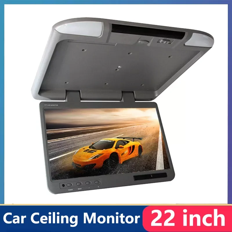 

NEW2023 22 Inch Car Roof Mount Monitor LCD Screen Motorhome Video Player Flip Down Auto Ceiling TV Display HDMI USB FM AV Mirro