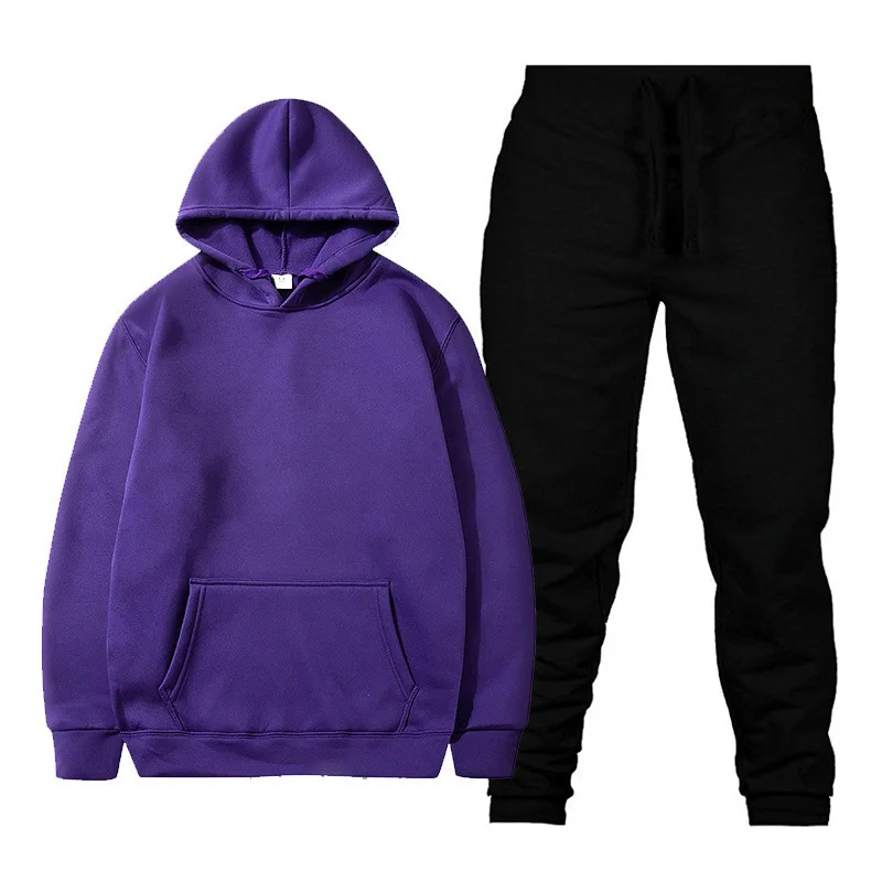 

2023 New Solid Color Pullover Hoodie Sports Suit Fashion Atmospheric Casual Comfortable Hoodie Suit Fashion Grab Velvet Men's ho