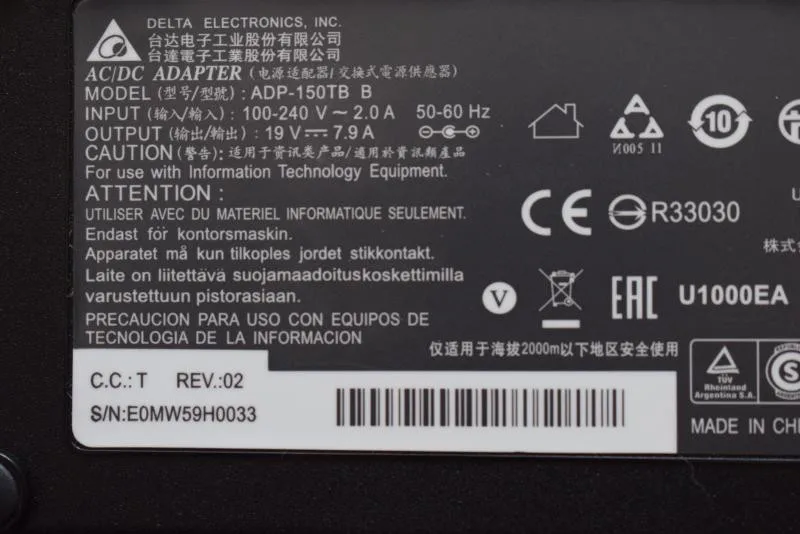 Фото Оригинальный адаптер питания Delta 19V 7.9A 7.89A 150W 5.5x2.5mm ADP-150TB B для ноутбуков Razer BLADE RZ09 911M2 M3 RC30-0099 №2