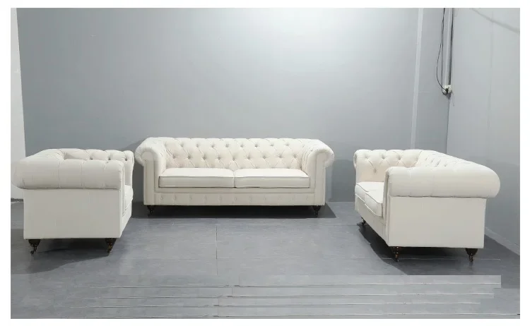 Высококачественная европейская классическая ретро 3 роскошная кожа для гостиной