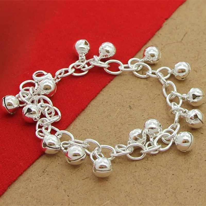 925 Silver Bracelet Littlle BELL Charm Fashion Jewelry 8inch Link Chain For Girls Cute Birthday Gift Wholesale Price |