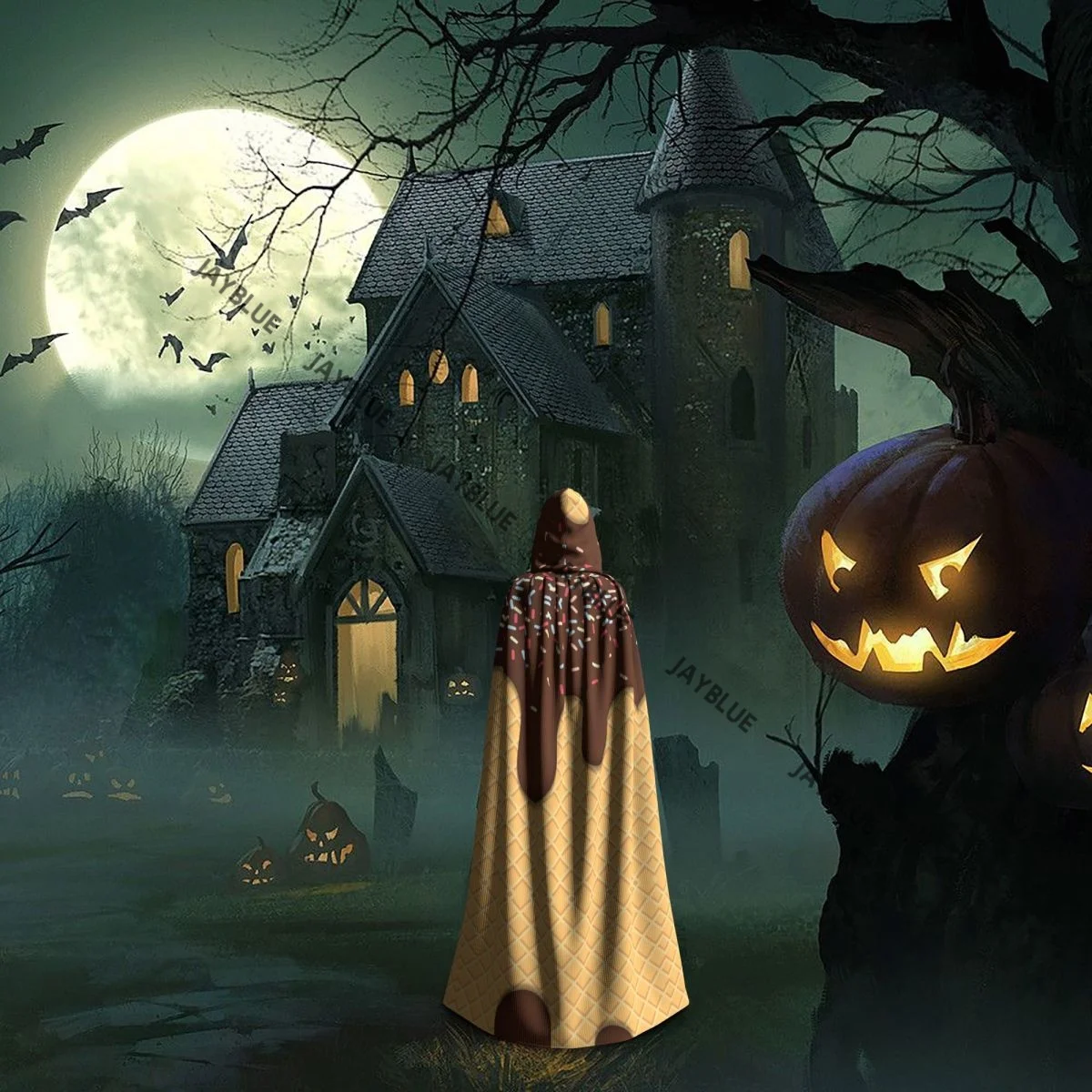 Плащ с капюшоном плащ унисекс струящееся мороженое шоколадный накидка ведьмы