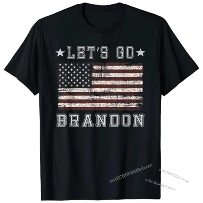 

Let's Go Brandon Biden Chant Grunge Distressed American Flag T-Shirt Men Clothing