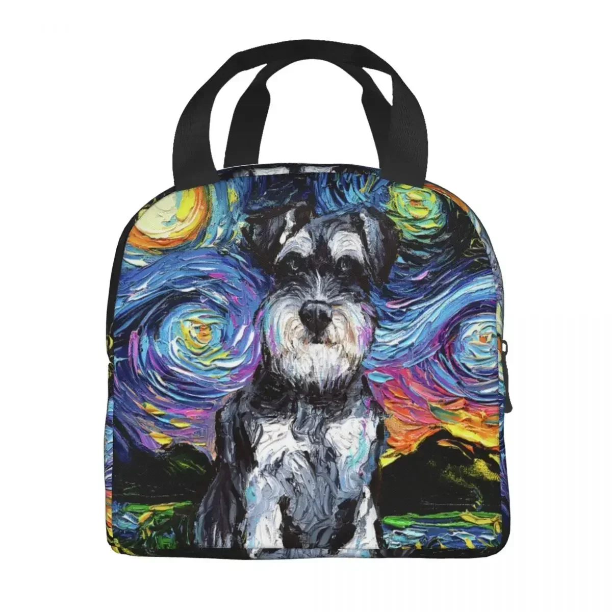 Индивидуальная сумка для ланча с изображением собаки шнауцера звездная ночь