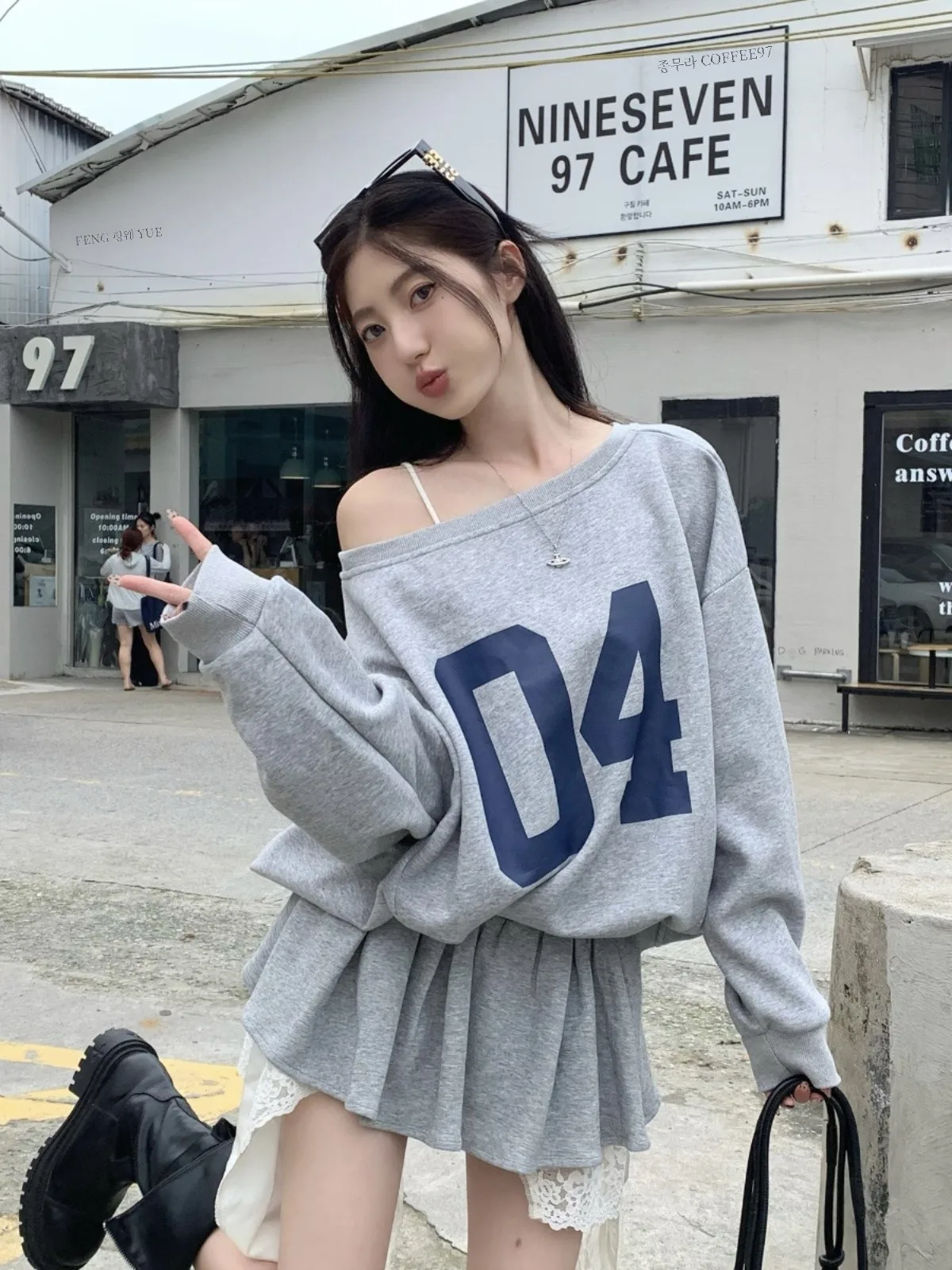 Южная Корея Dongdaemun Утягивающая толстовка с длинными рукавами и свободными