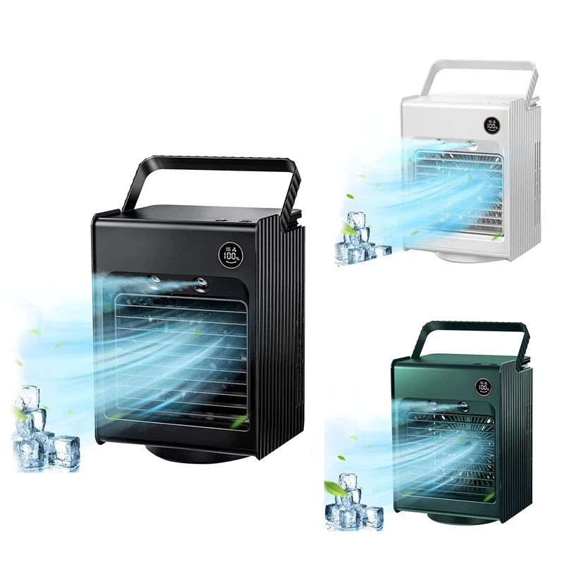 

Portable Air Conditioner Fan, Personal Air Cooler Desk Fan Mini Cooler Fan With Handle, 120Degree Auto Oscillation