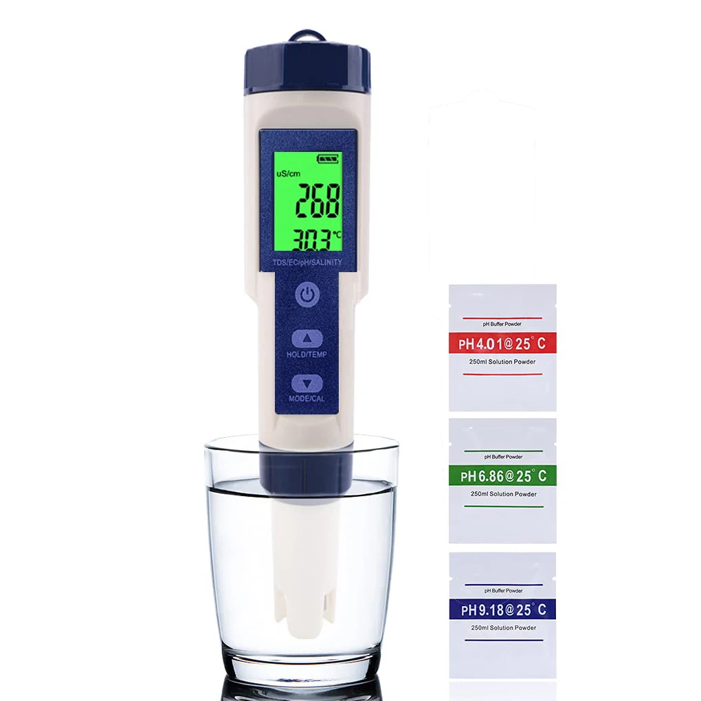 

PH Tester Portable Waterproof Electrode Probe Screen Display Battery Operated Hand Held Detector Digital Meter Backlight