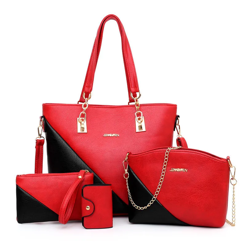 

Women Shoulder Messenger Bag Europe and America Single Diagonal Luxury Bag Composite Bag for Women Handbag Set 4 Pcs/Set Handbag