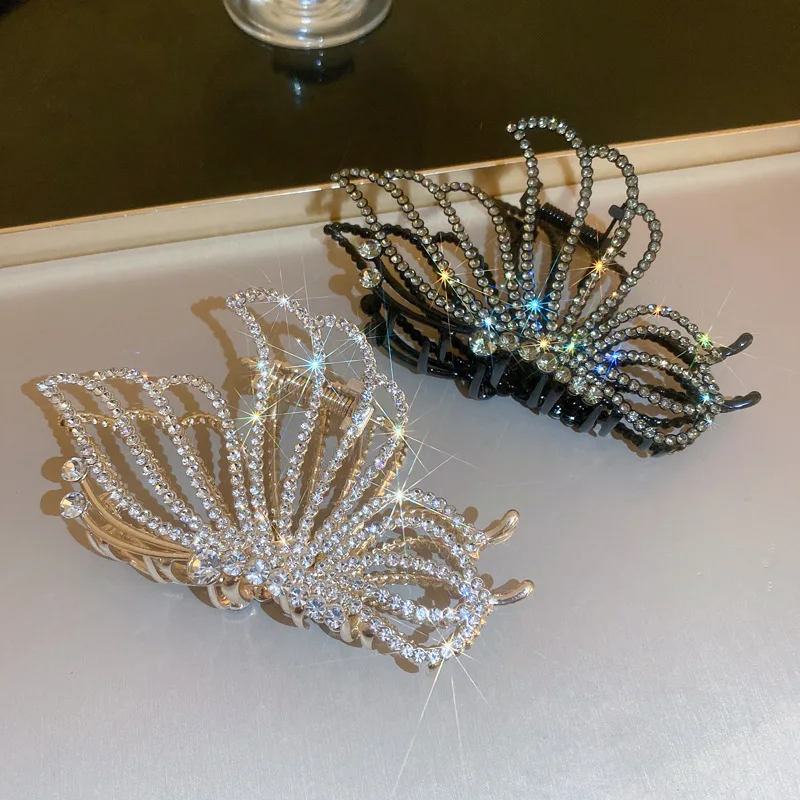 

New Rhinestone Vintage Bowknot Metal Large Size Hair Grab Women Elegant Temperament Fashion Women Hair Clip Hair Accessories