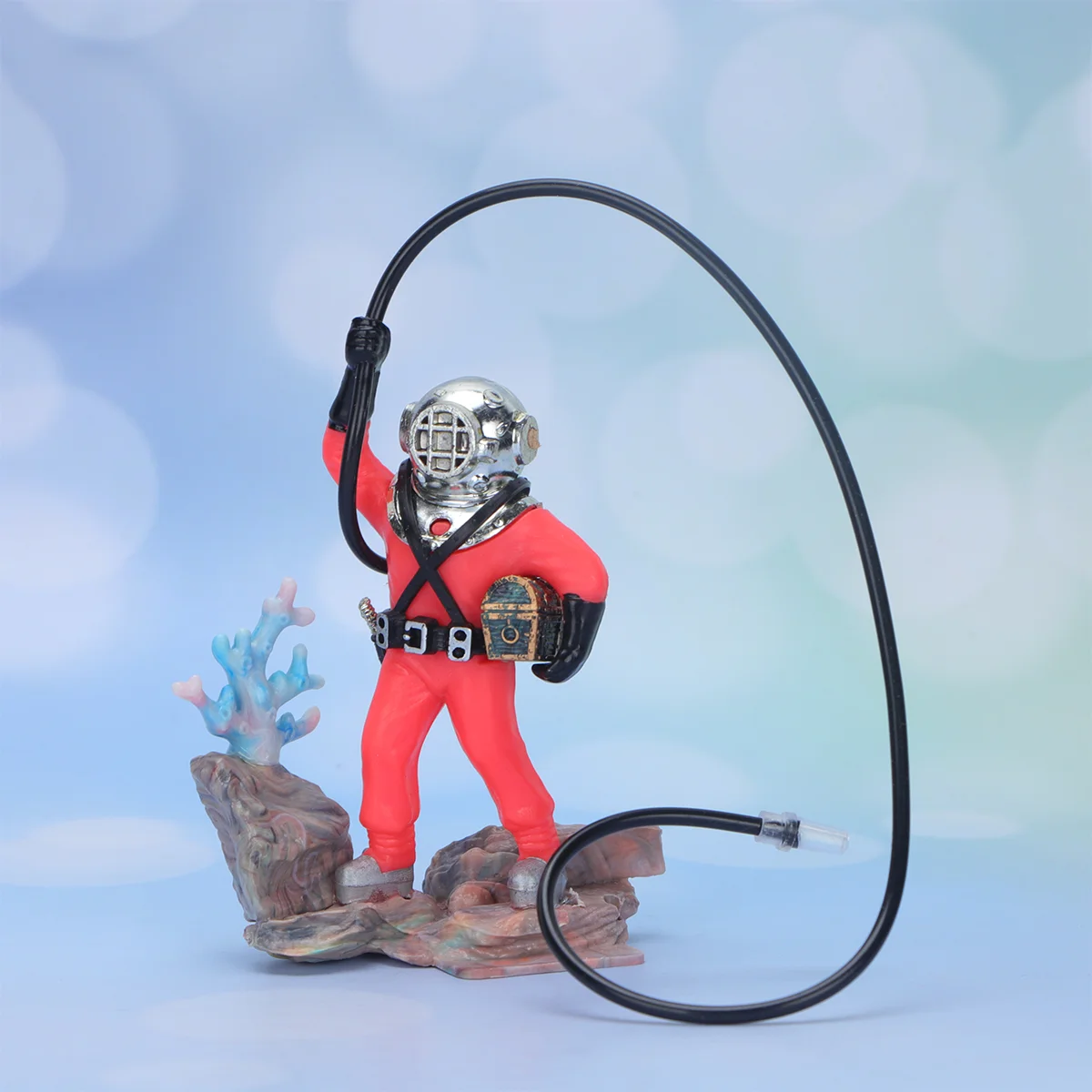 

Aquariumtank Ornament Decorations Diver Treasure Bubbler Accessories Decoration Desktop Floating Figurines Betta Resin