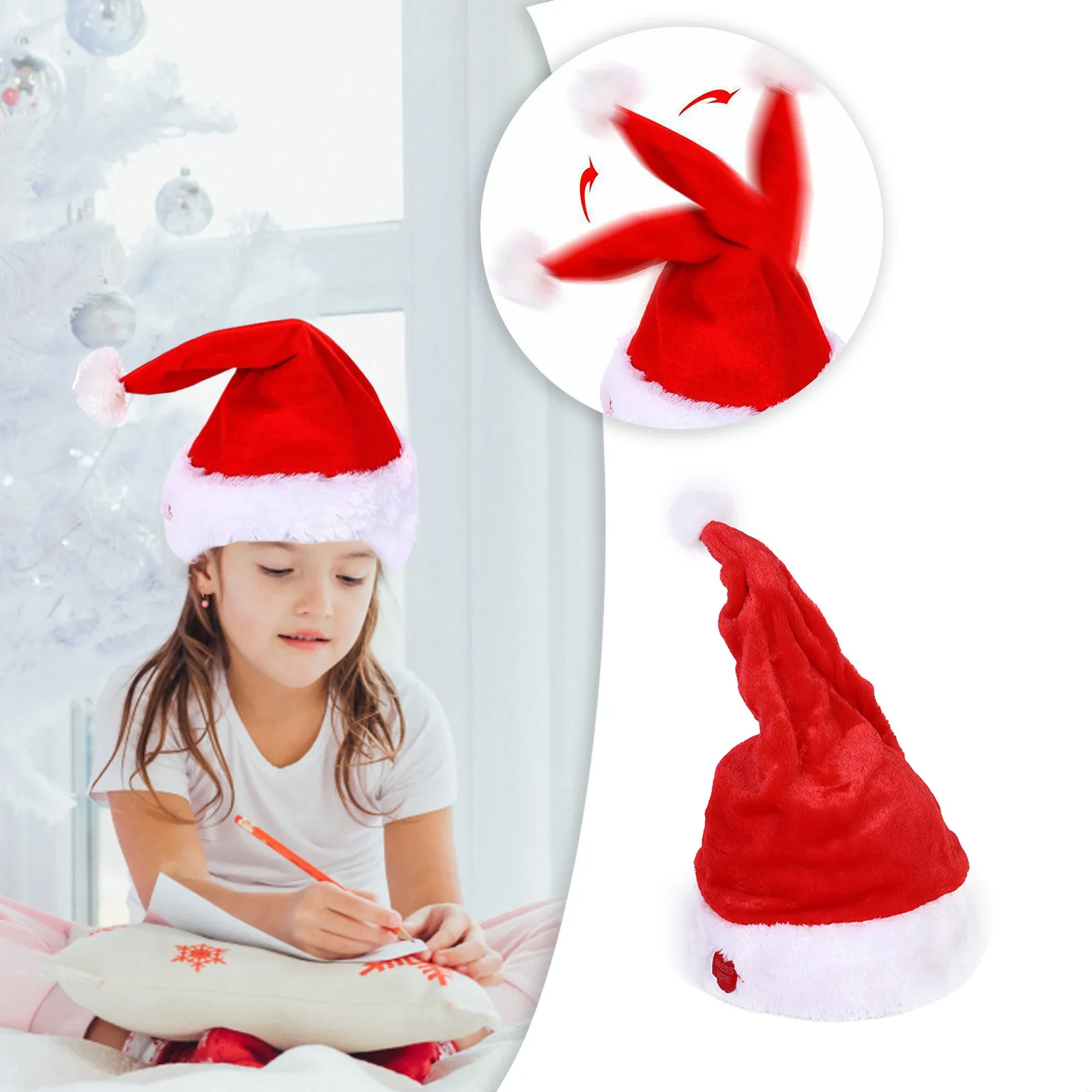 Электрическая музыкальная качающаяся шапка Санта-Клауса детская игрушка