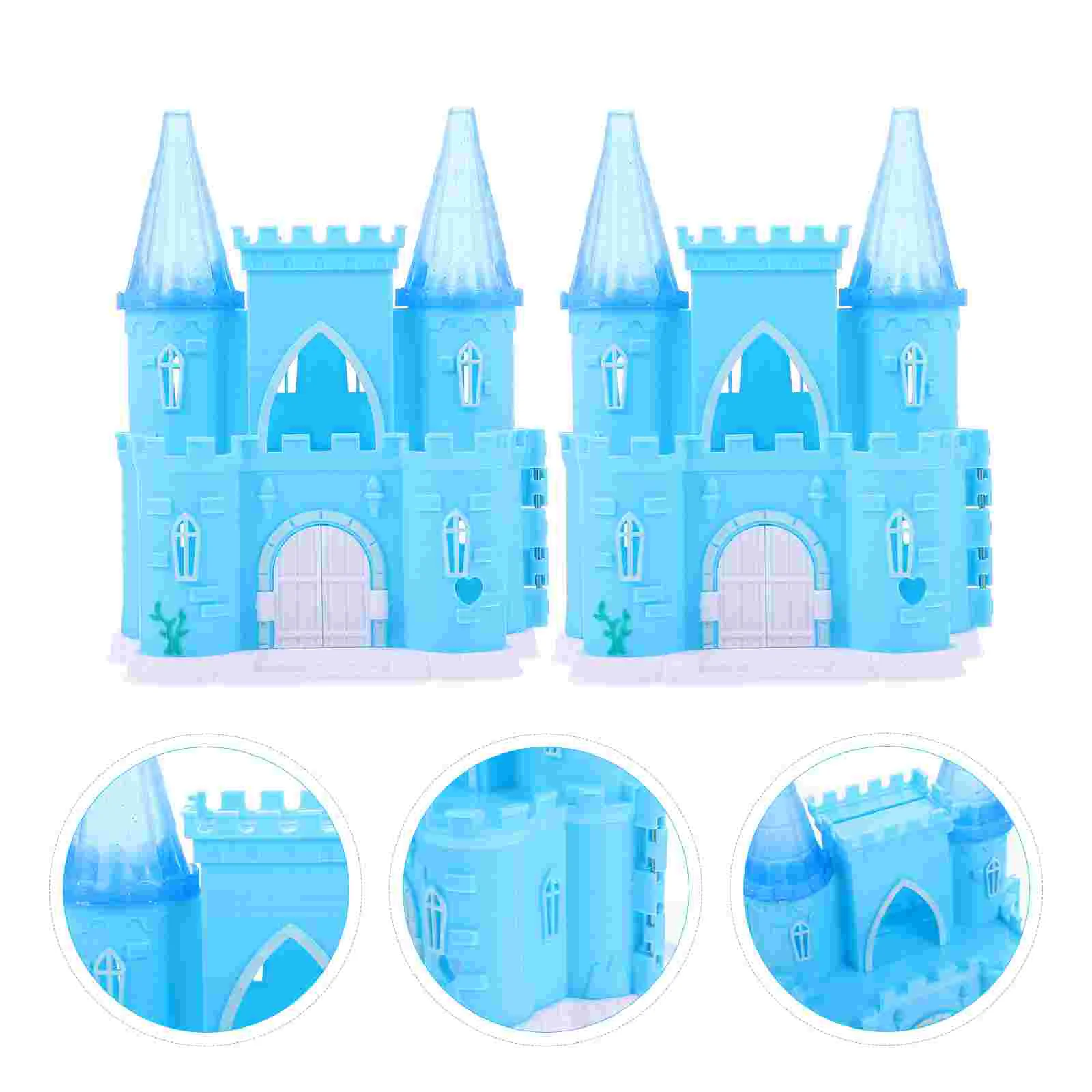 

2 Pcs Plastic Outdoor Playsets Castle Toy House Decorations Villa Ornament Ornaments Small Abs Accessories Child