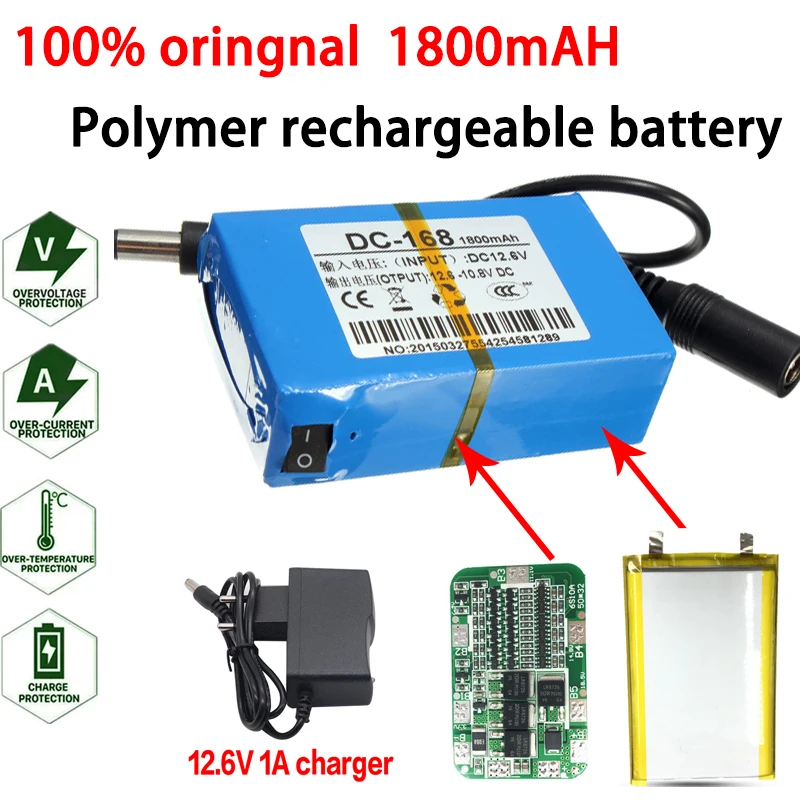 

New DC 12V 1800-20000mah polymer lithium ion rechargeable battery with six capacity options for high capacity AC power charger