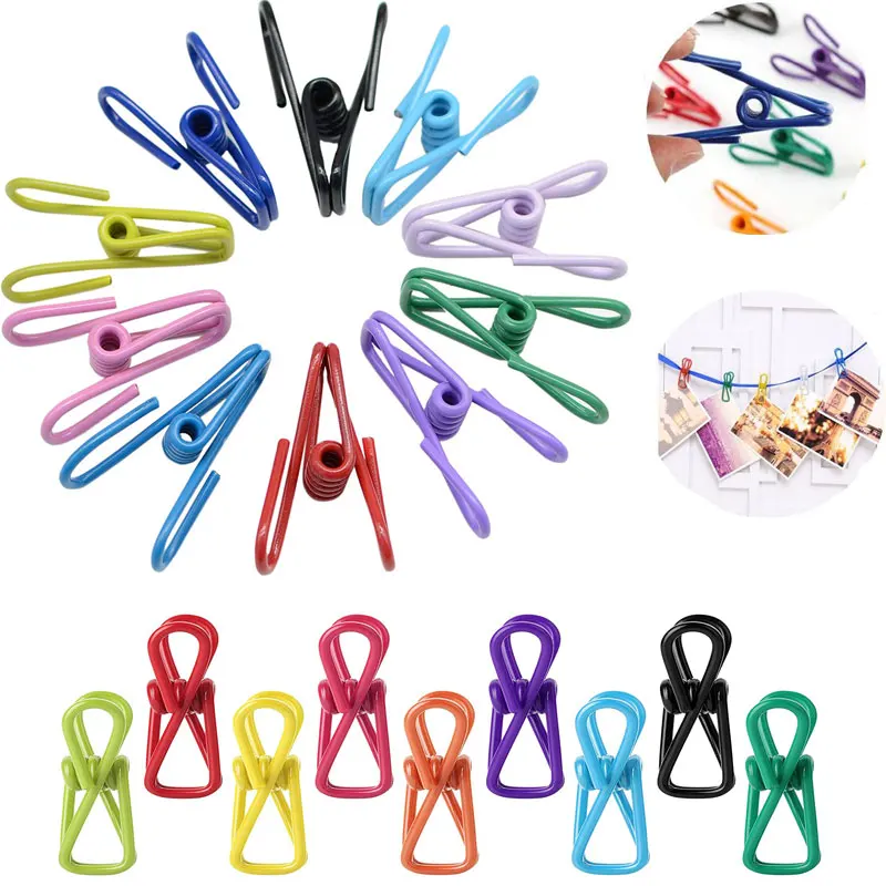

10Pcs Chip Clips Clothes Clips Utility Metal Clips PVC-Coated High Elasticity Good Persistence for Clothespins Paper Food Bag