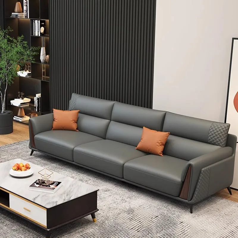 

Simple Leather Living Room Sofa Free Shipping Minimalist Sleeper Ergonomic Living Room Sofa Library Designer Divani Furniture