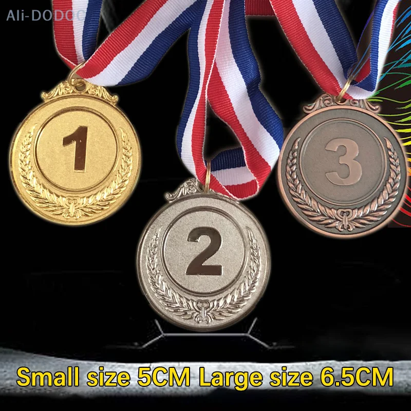 

Новые металлические награды 5 см с лентой на шею, золотой, серебряный, Бронзовый стиль для спортивных ученых или любых соревнований