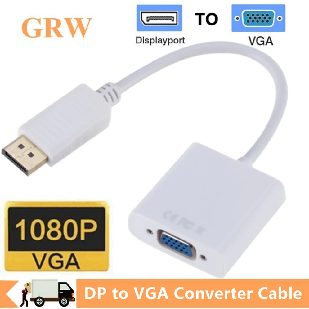 

Grwibeou DP to VGA Adapter Cable DisplayPort Display Port Male to Female Converter for PC Computer Laptop HDTV Monitor Projector