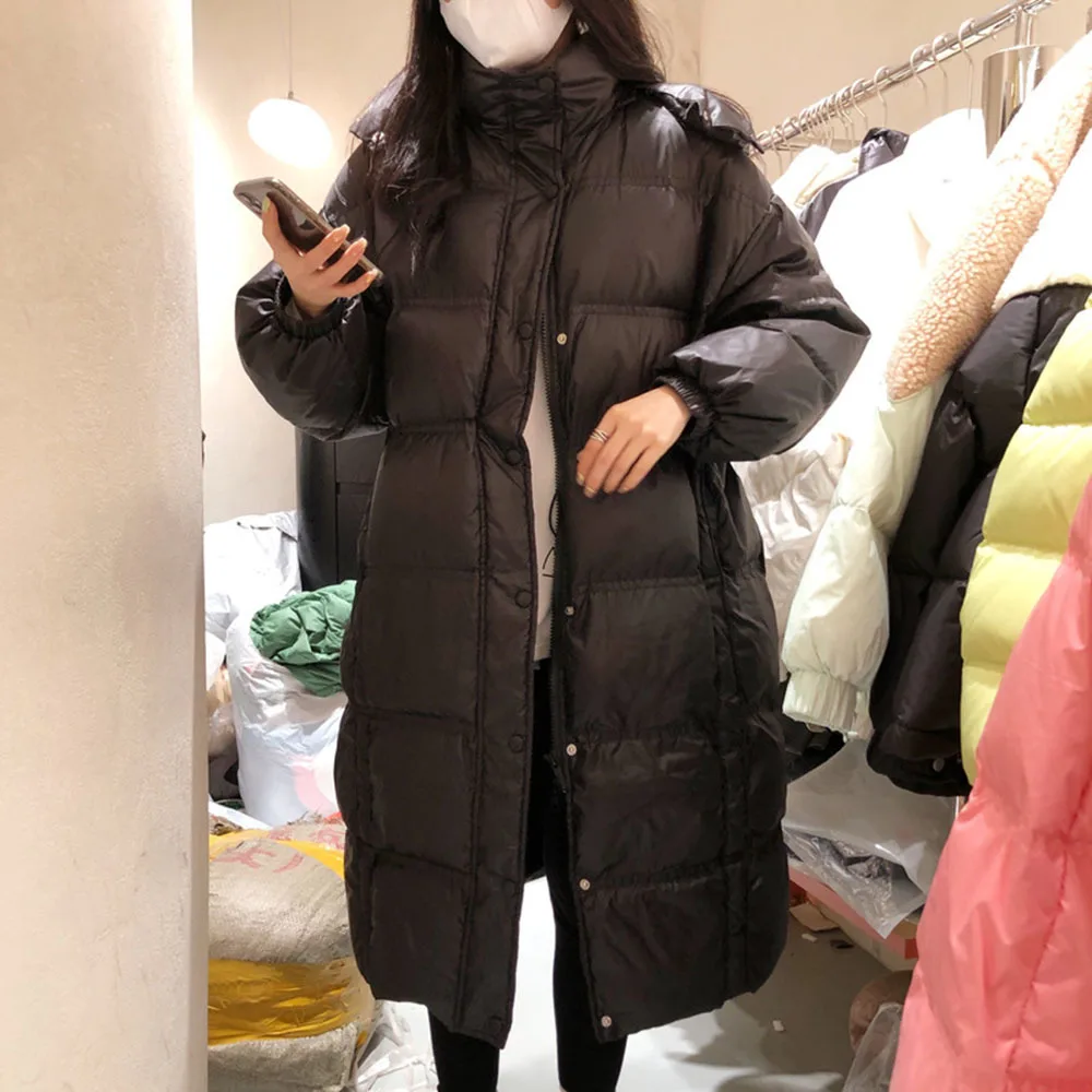 Female Coat 2022 New Winter Thick Hooded Fashion Women Long Puffer Jacket Women Warm Parkas 90% White Duck Down Coat Outwear