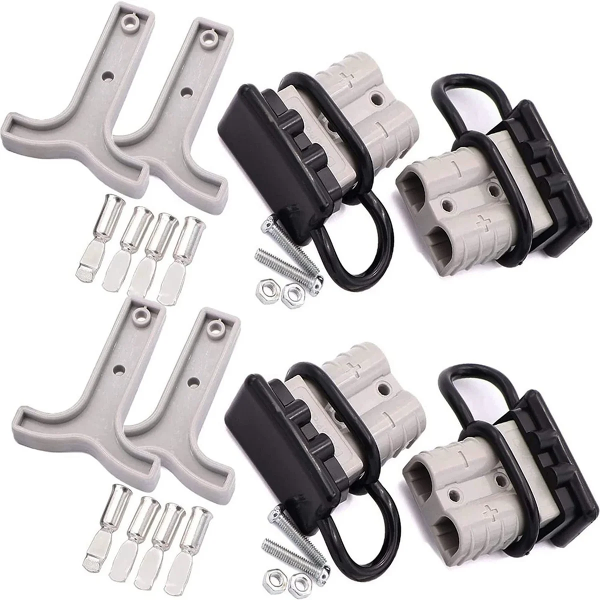 

4Set 600V 50A Battery Power Quick Connector Terminal Kit Connect Plug Disconnect Winch Trailer Connect Grey
