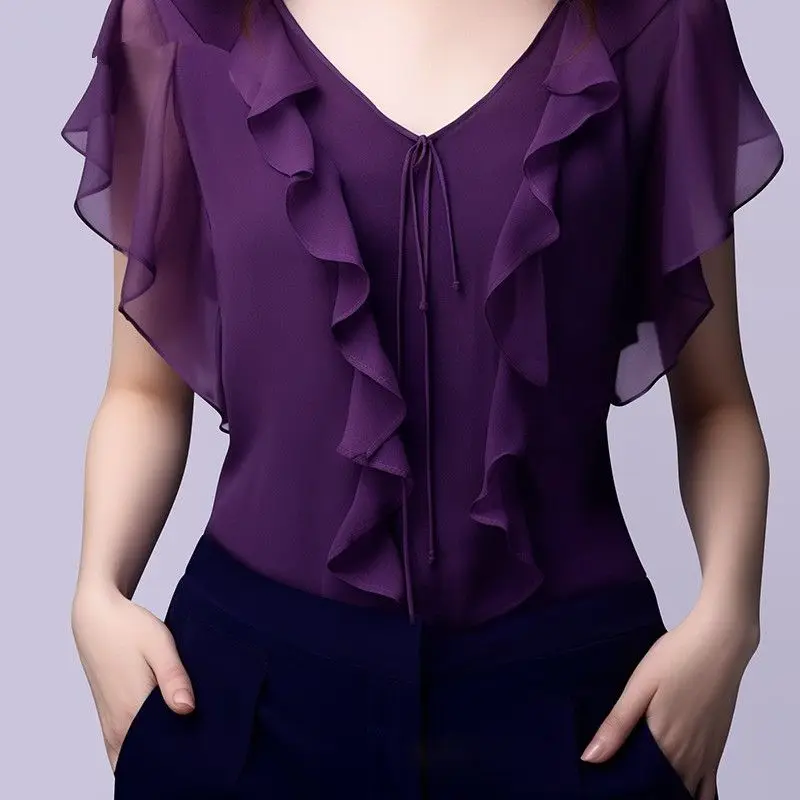 Элегантная женская одежда с V-образным вырезом и оборками на шнуровке Новинка